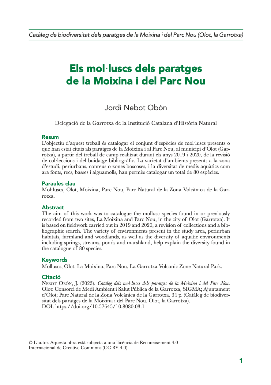 Preview Els mol·luscs de la Moixina i del Parc Nou